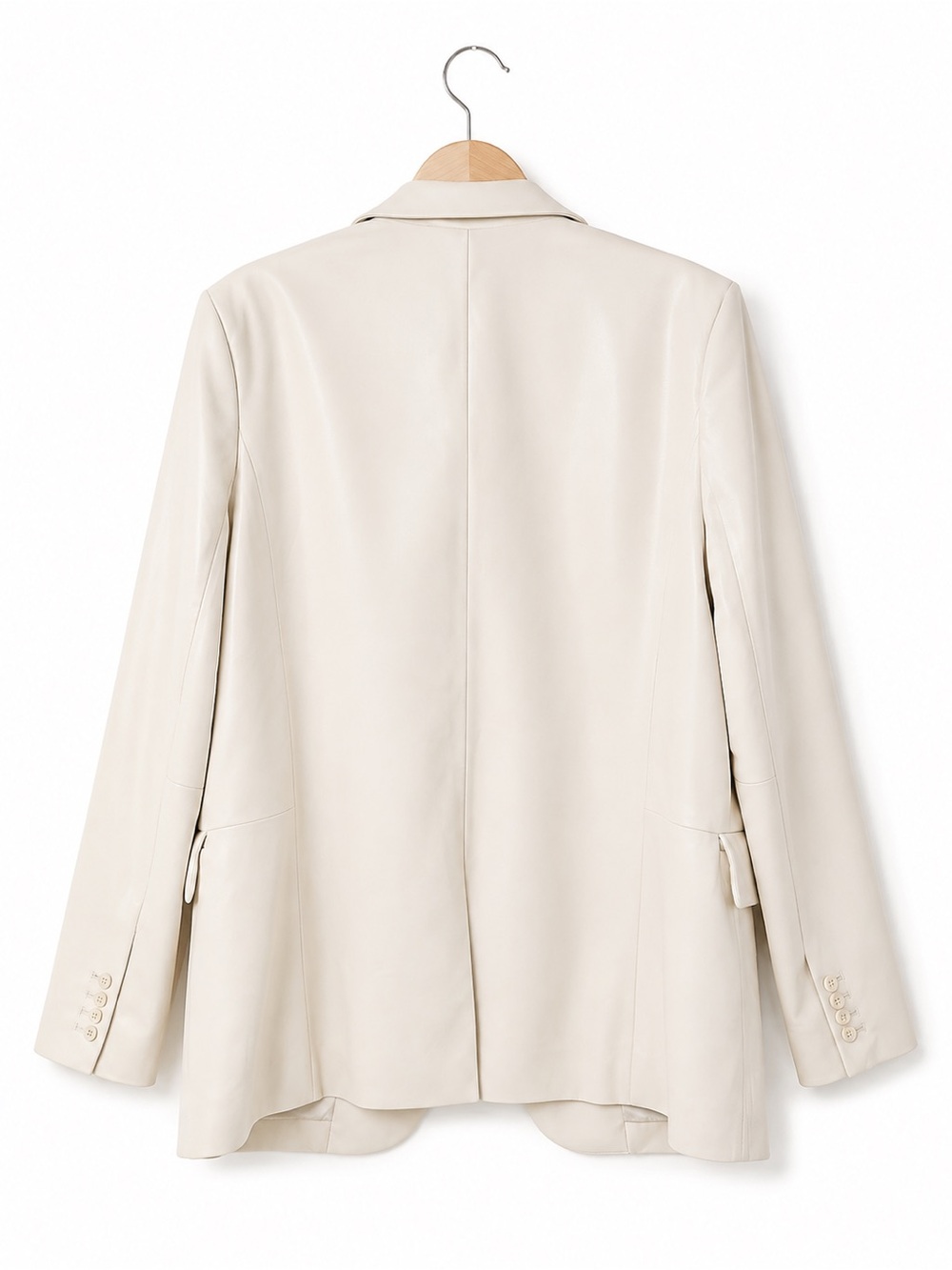 Wilfred Aritzia Ivory Faux Leather Oversized Longline Blazer M - Picture 3 of 7